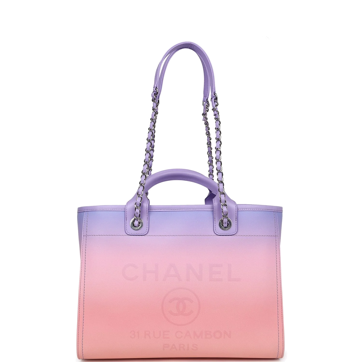 Chanel Small Deauville Shopping Tote Pink and Purple Ombre Calfskin