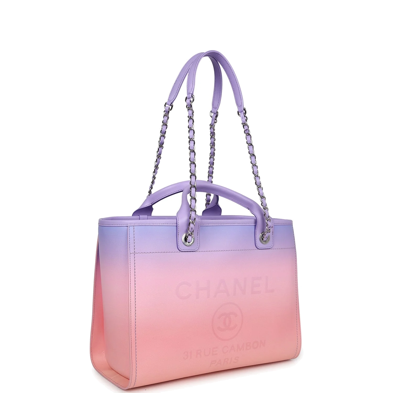 Chanel Small Deauville Shopping Tote Pink and Purple Ombre Calfskin — фото 3