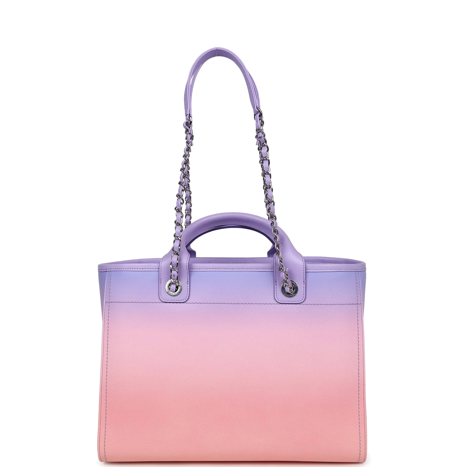 Chanel Small Deauville Shopping Tote Pink and Purple Ombre Calfskin — фото 5