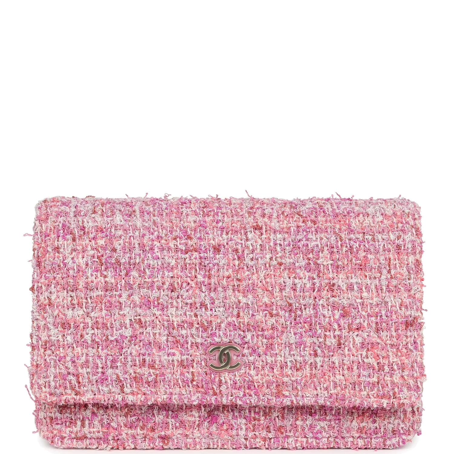Chanel Classic Wallet On Chain WOC Pink Multicolored Tweed
