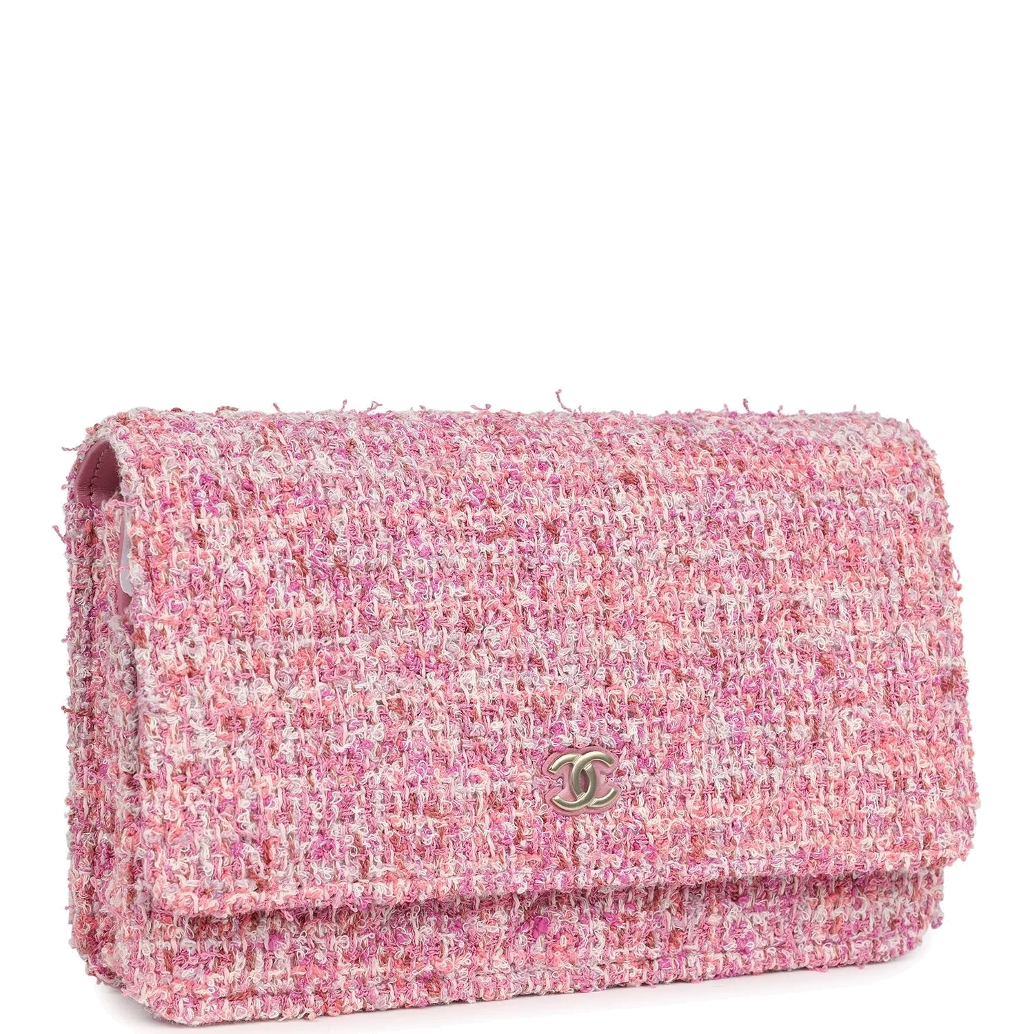 Chanel Classic Wallet On Chain WOC Pink Multicolored Tweed — фото 3