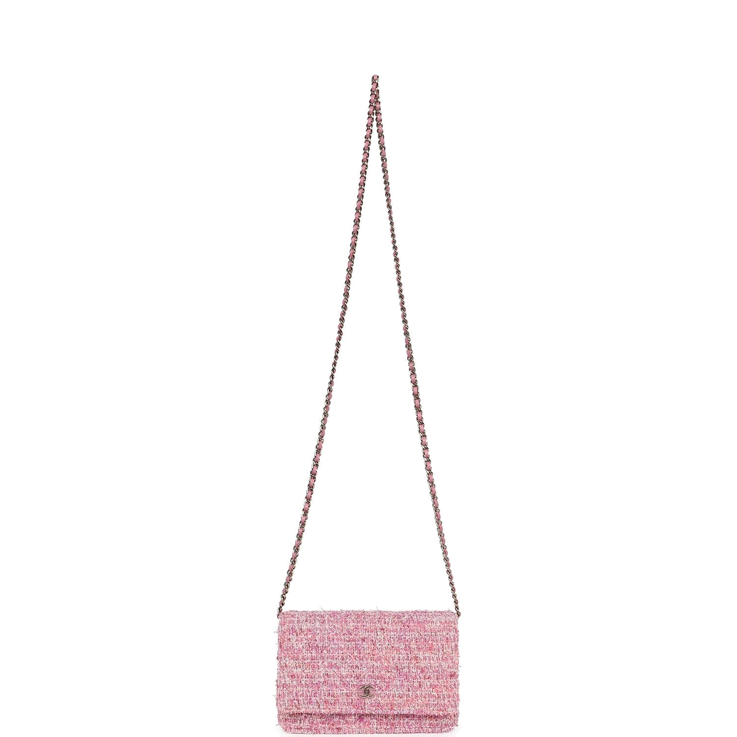 Chanel Classic Wallet On Chain WOC Pink Multicolored Tweed — фото 8