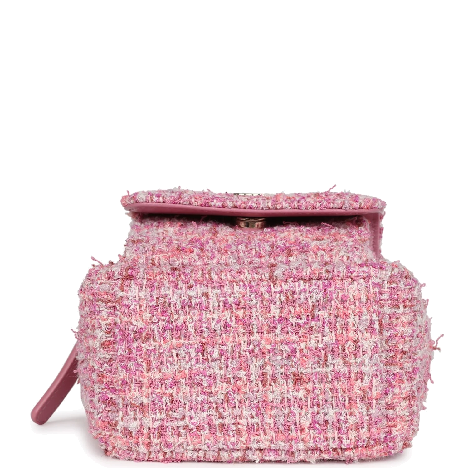 Chanel Mini Phone Holder Backpack with Chain Pink Multicolor Tweed — фото 8