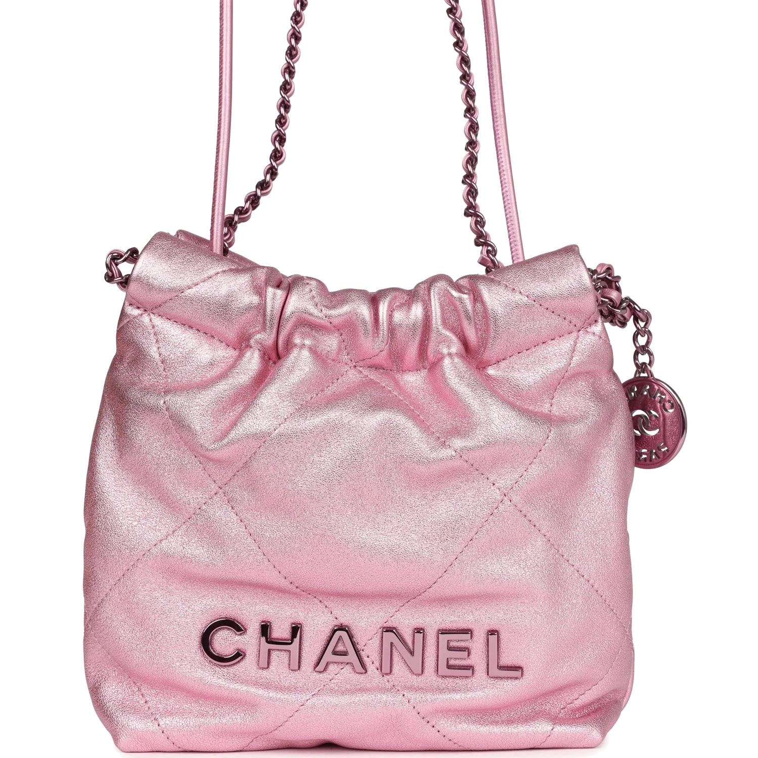 Chanel Mini 22 Bag Pink Metallic Lambskin