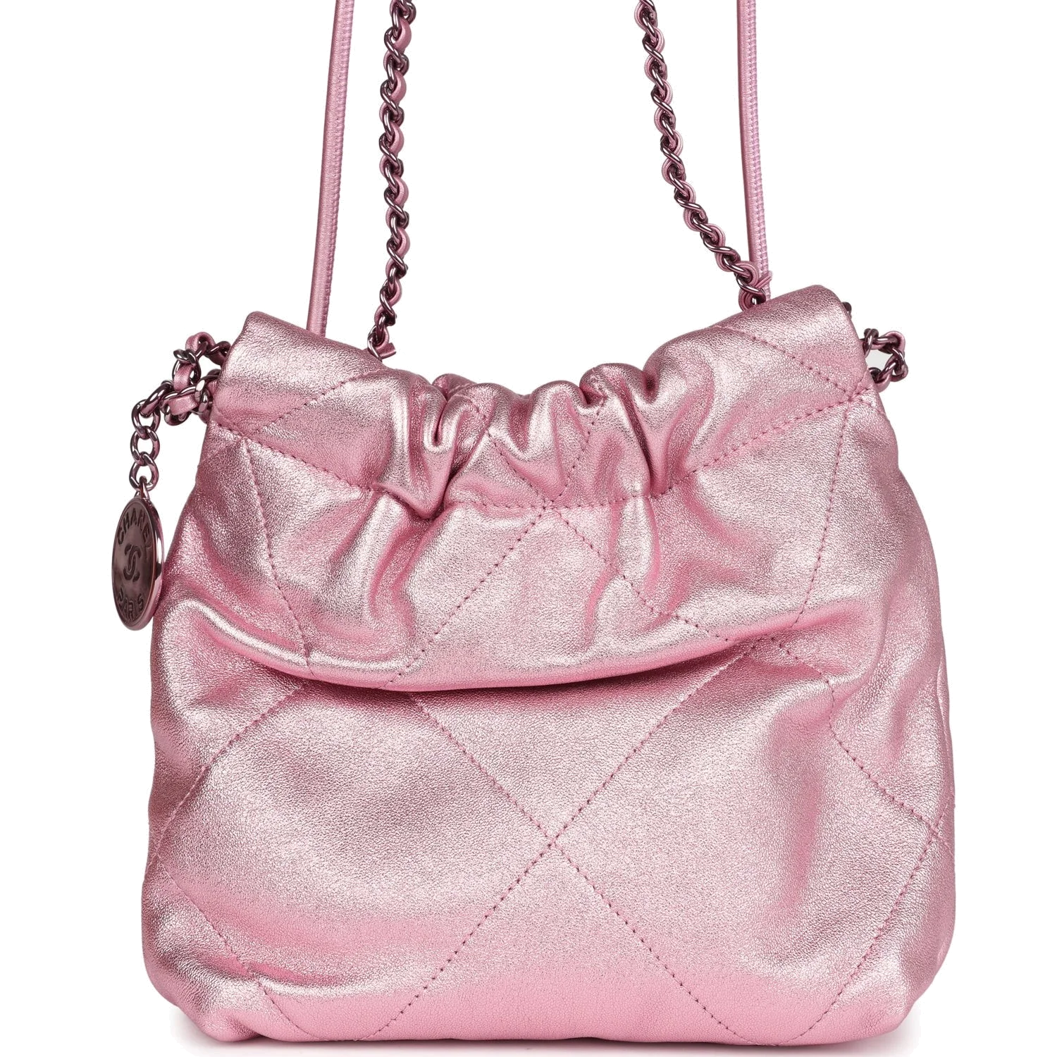 Chanel Mini 22 Bag Pink Metallic Lambskin — фото 5
