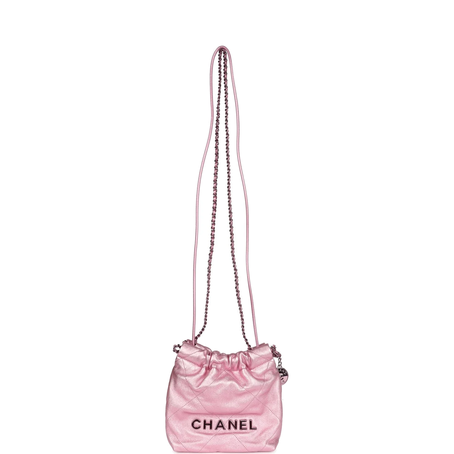 Chanel Mini 22 Bag Pink Metallic Lambskin — фото 8