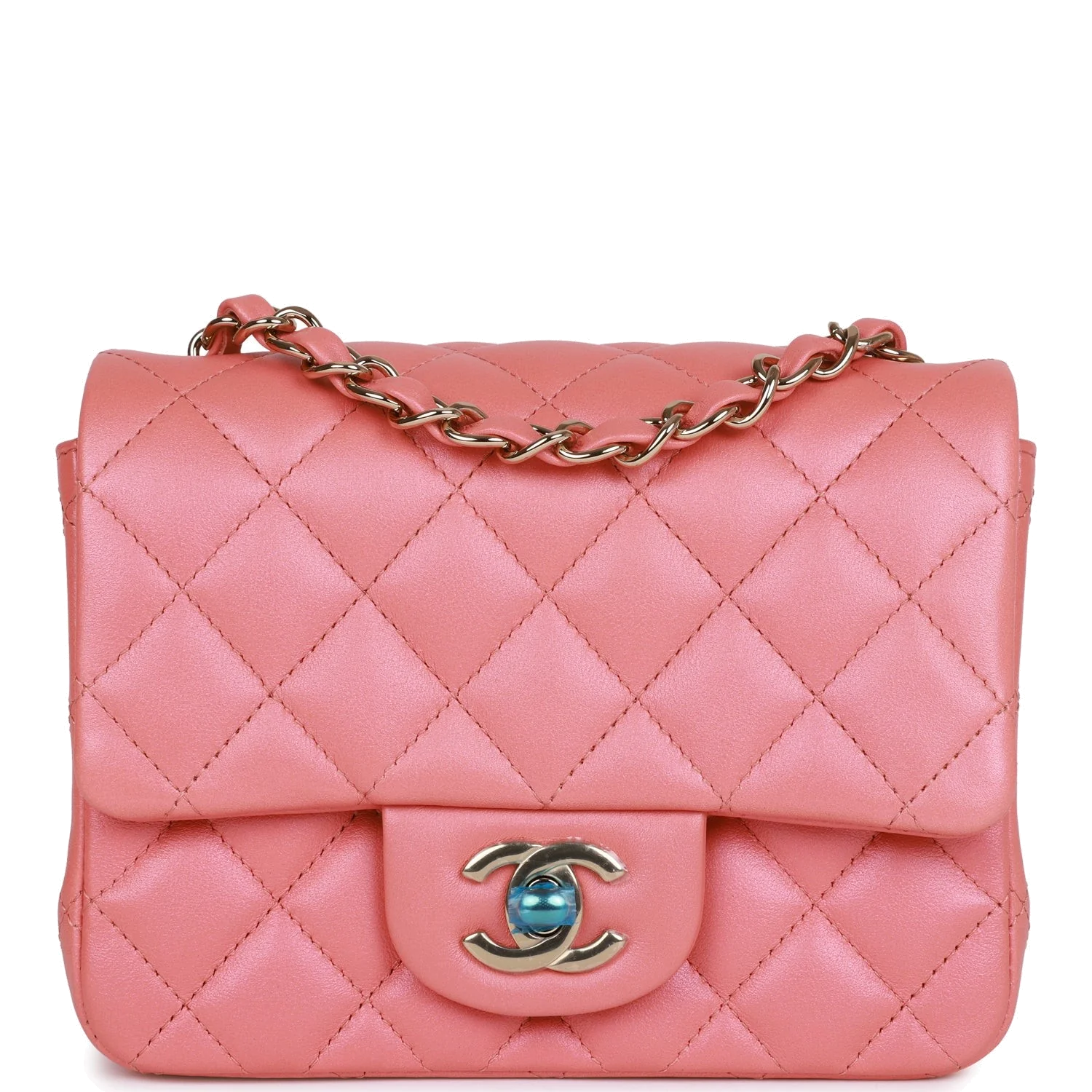 Chanel Mini Square Flap Bag Pink Lambskin