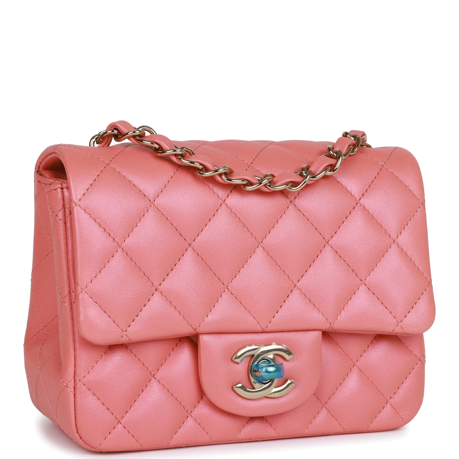 Chanel Mini Square Flap Bag Pink Lambskin — фото 3