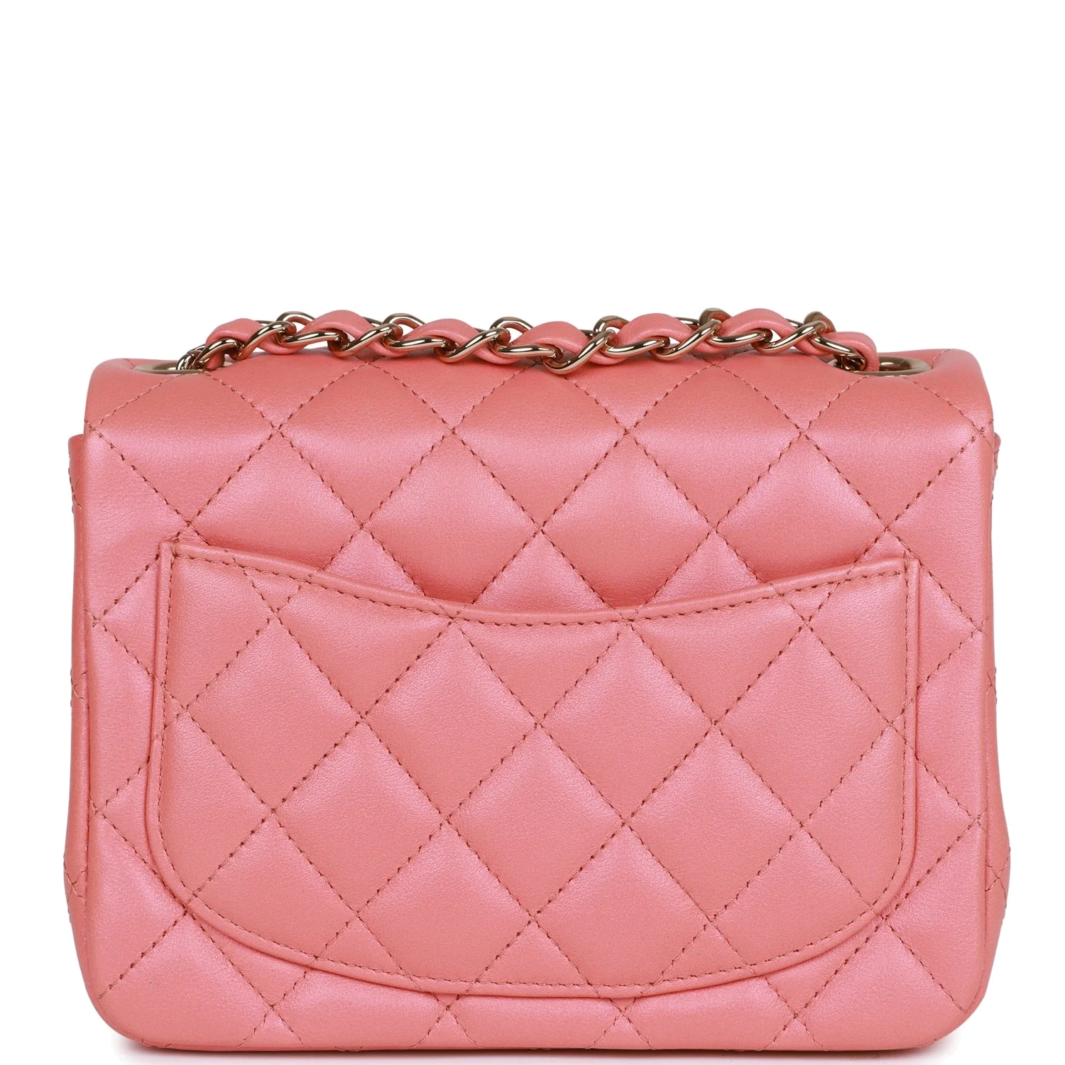 Chanel Mini Square Flap Bag Pink Lambskin — фото 5
