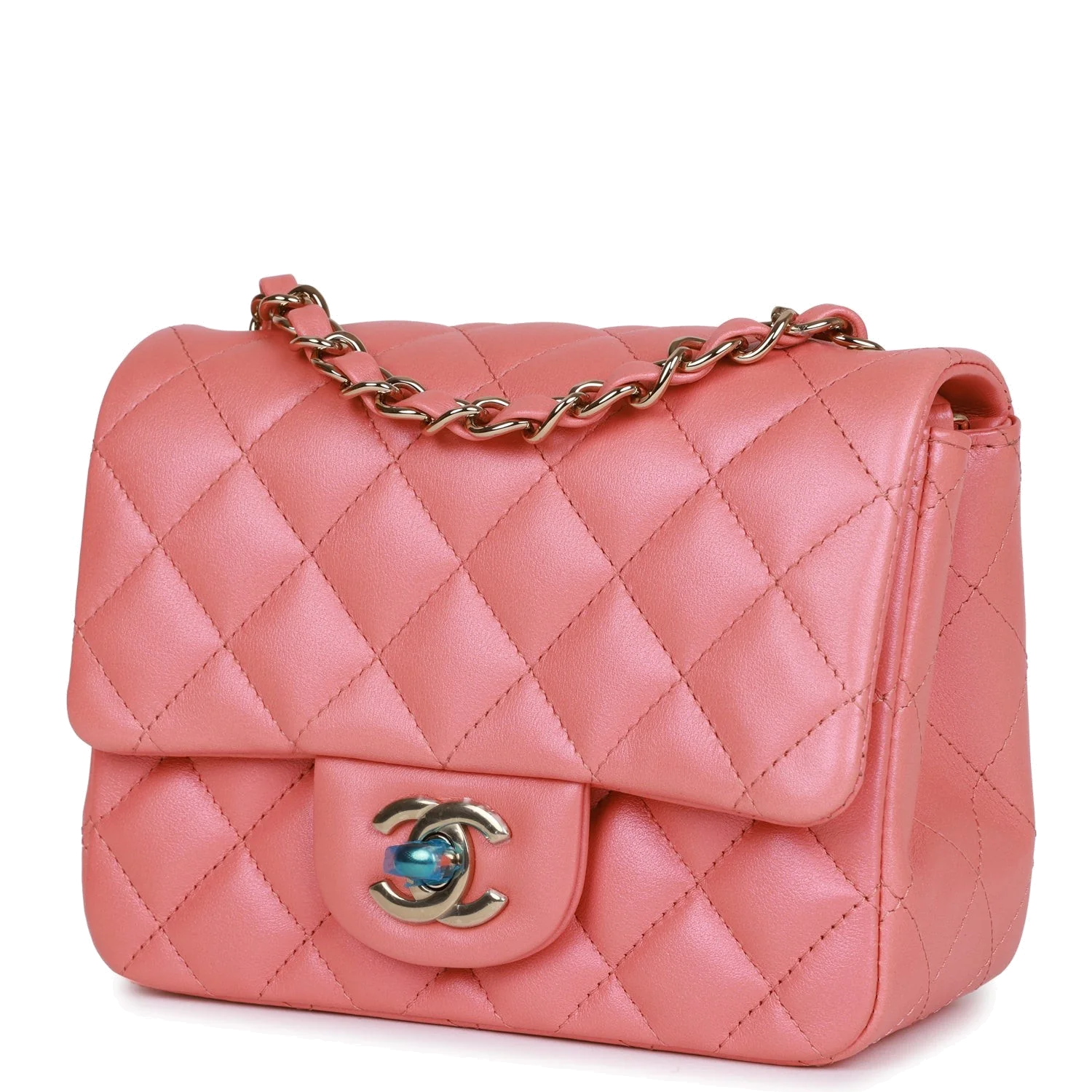 Chanel Mini Square Flap Bag Pink Lambskin — фото 6