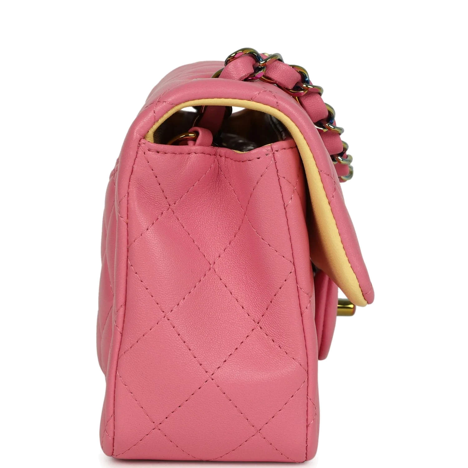 Chanel Mini Classic Rectangular Flap Bag Pink and Yellow Lambskin Iridescent — фото 4