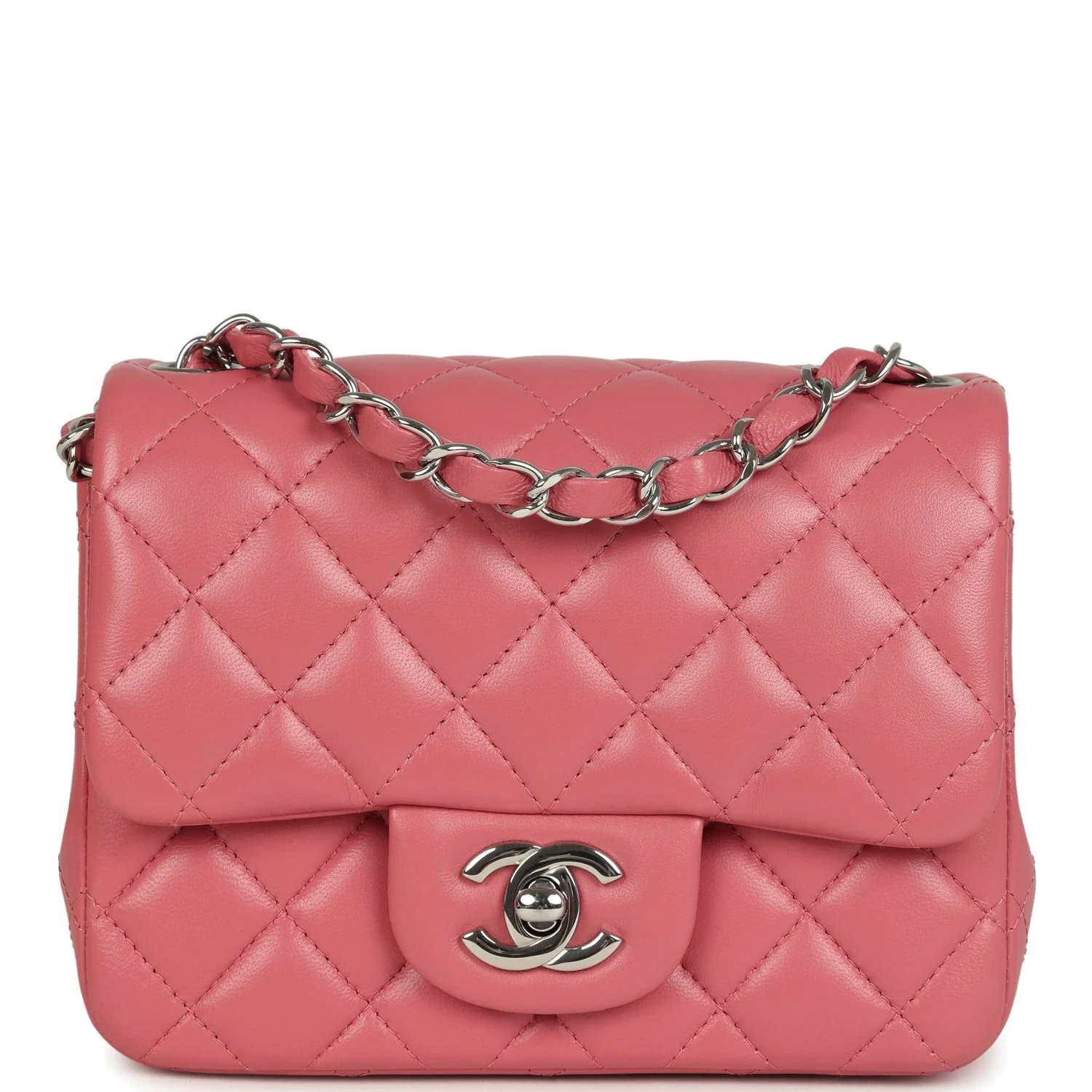 Chanel Mini Classic Square Flap Bag Pink Lambskin — фото 2