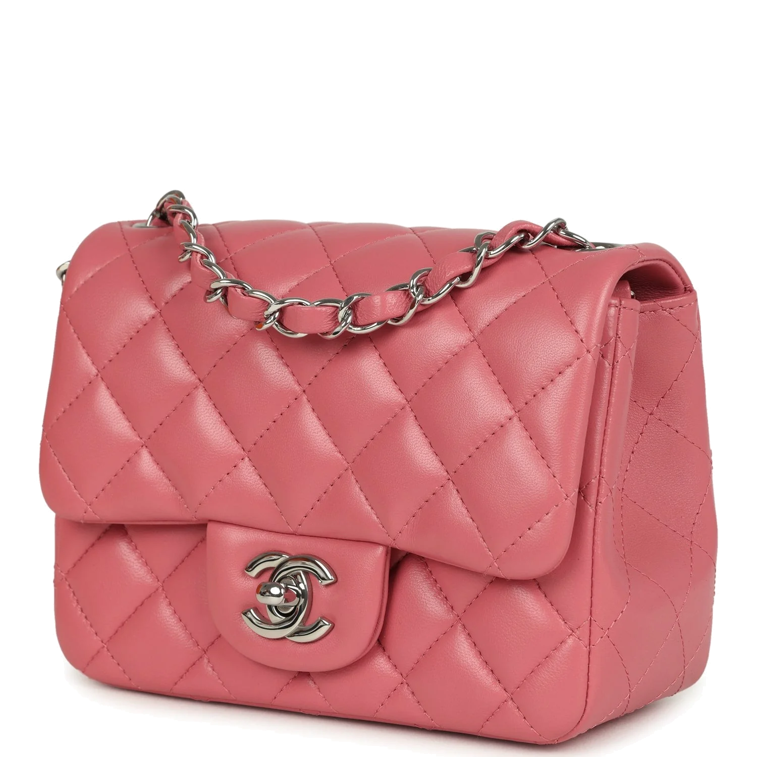 Chanel Mini Classic Square Flap Bag Pink Lambskin — фото 6