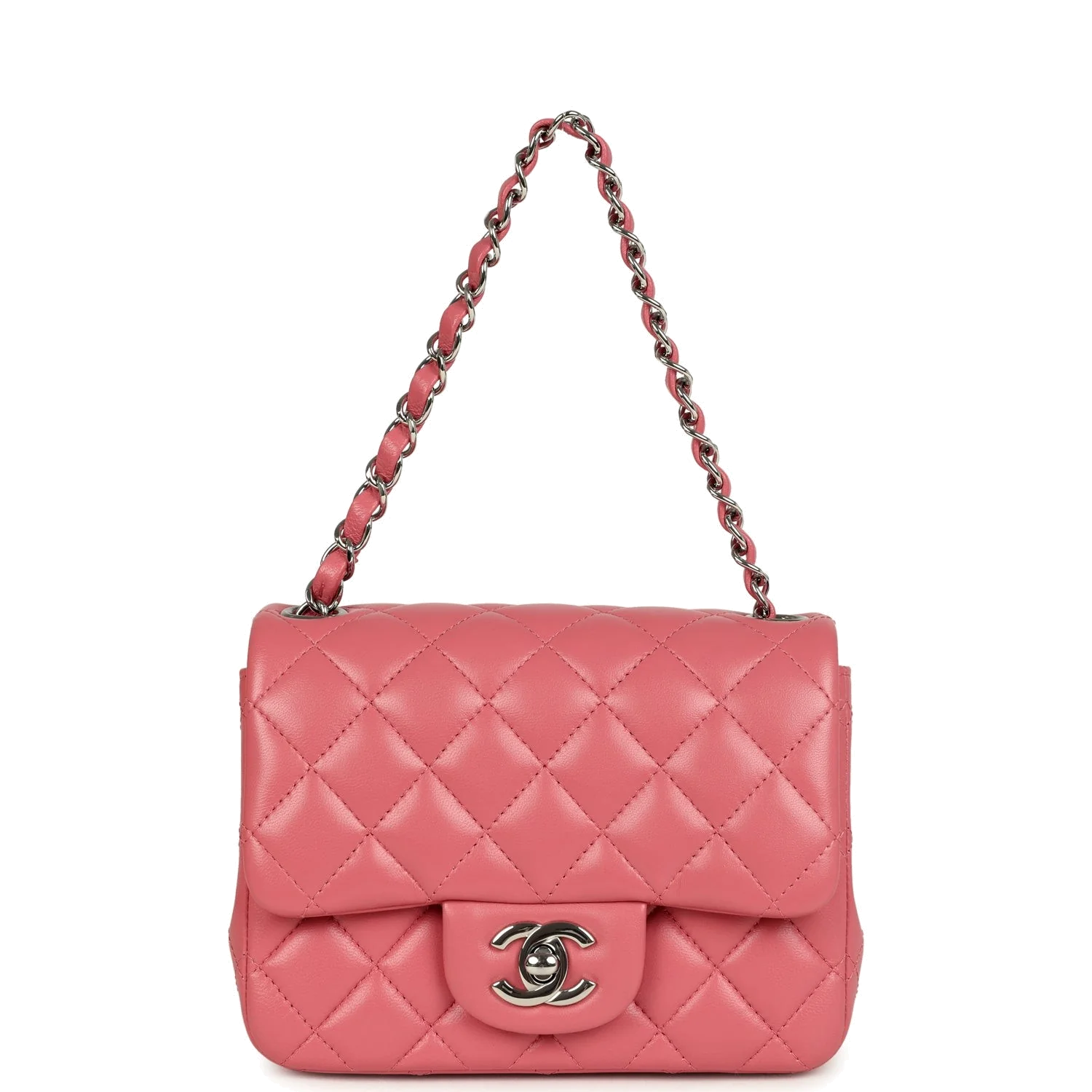 Chanel Mini Classic Square Flap Bag Pink Lambskin — фото 8