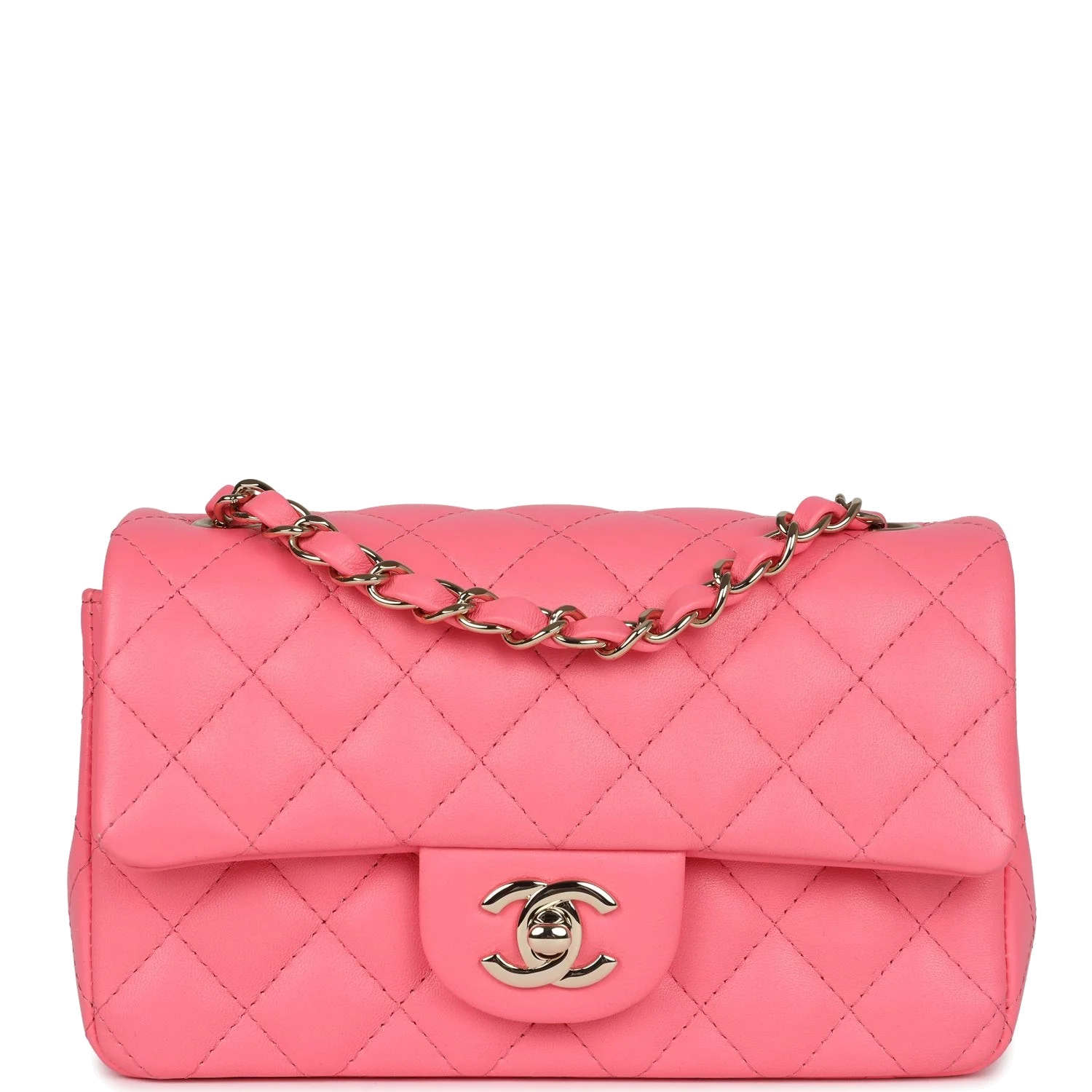 Chanel Mini Rectangular Flap Bag Hot Pink Lambskin — фото 2