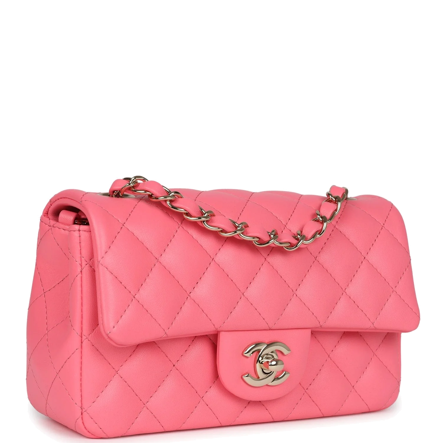 Chanel Mini Rectangular Flap Bag Hot Pink Lambskin — фото 3
