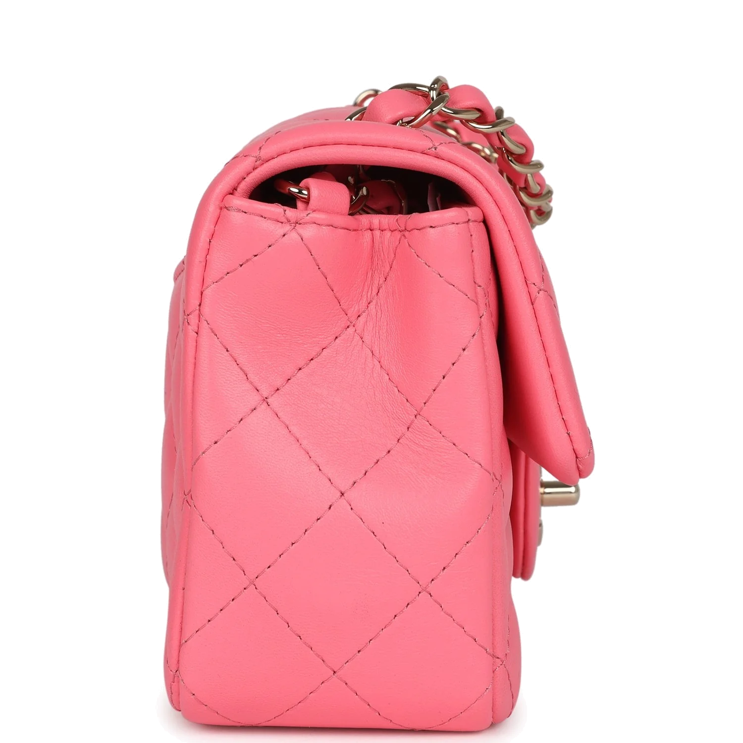 Chanel Mini Rectangular Flap Bag Hot Pink Lambskin — фото 4
