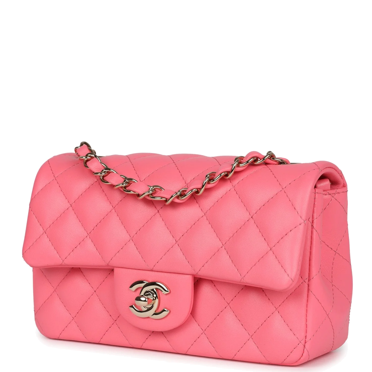 Chanel Mini Rectangular Flap Bag Hot Pink Lambskin — фото 6