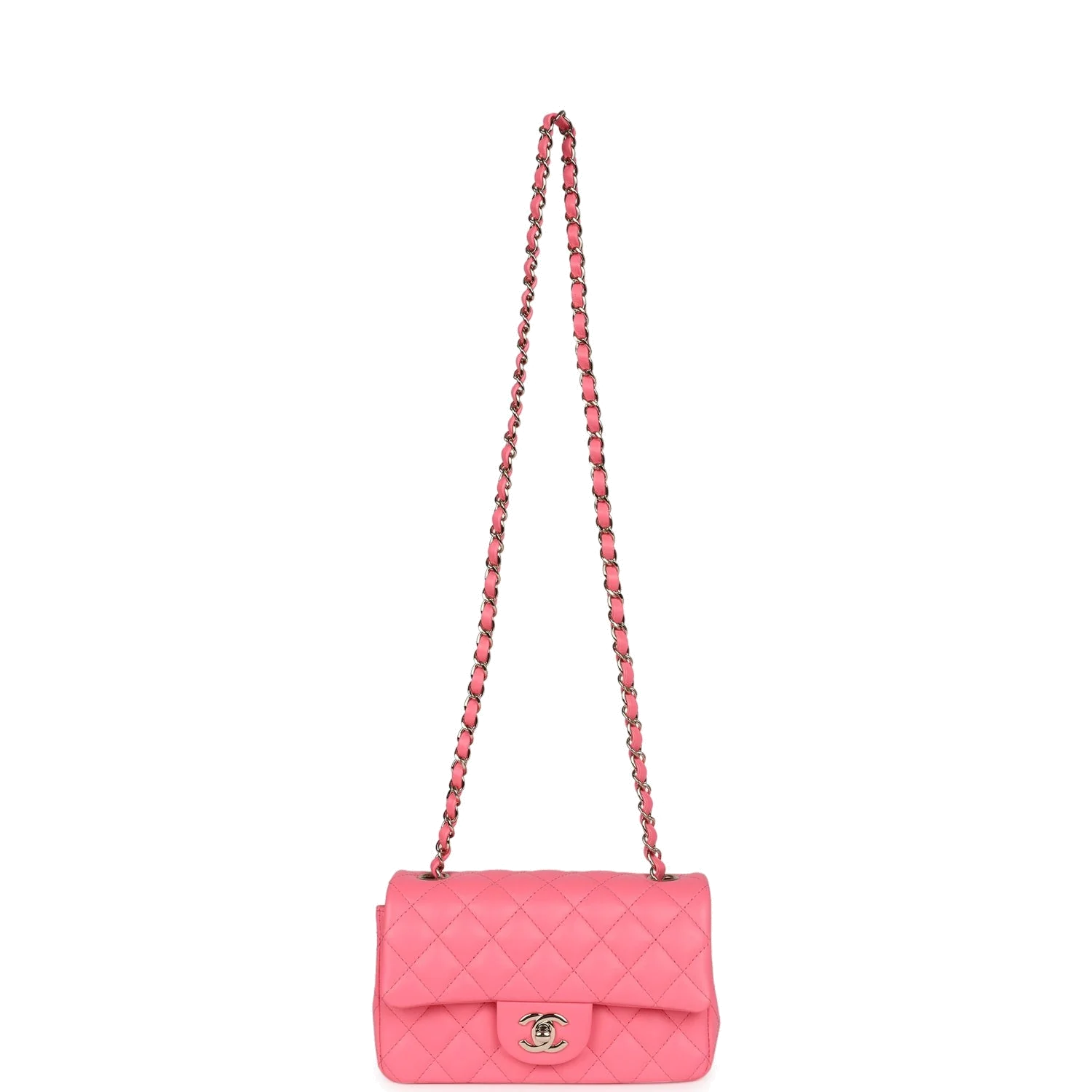 Chanel Mini Rectangular Flap Bag Hot Pink Lambskin — фото 8