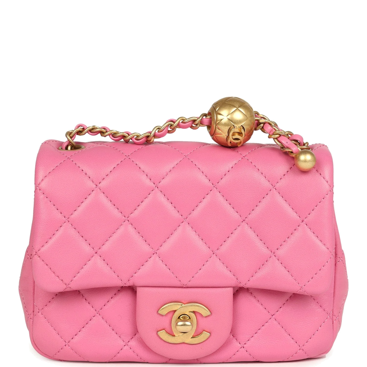 Chanel Mini Pearl Crush Square Flap Bag Pink Lambskin — фото 2