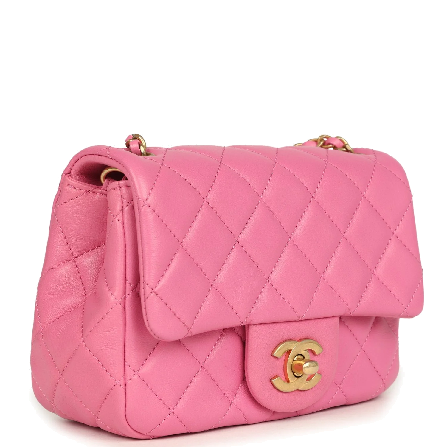 Chanel Mini Pearl Crush Square Flap Bag Pink Lambskin — фото 3