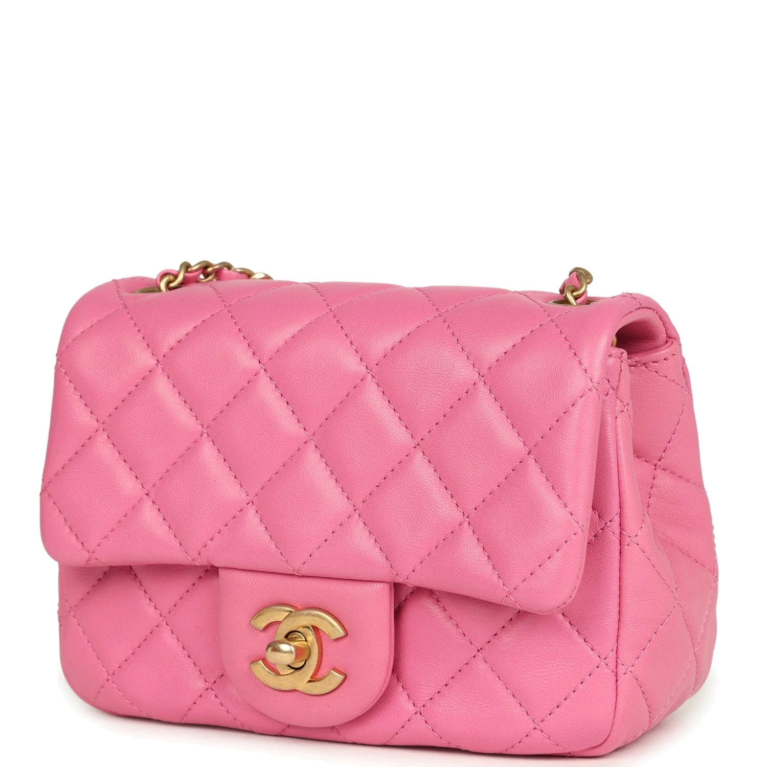 Chanel Mini Pearl Crush Square Flap Bag Pink Lambskin — фото 6