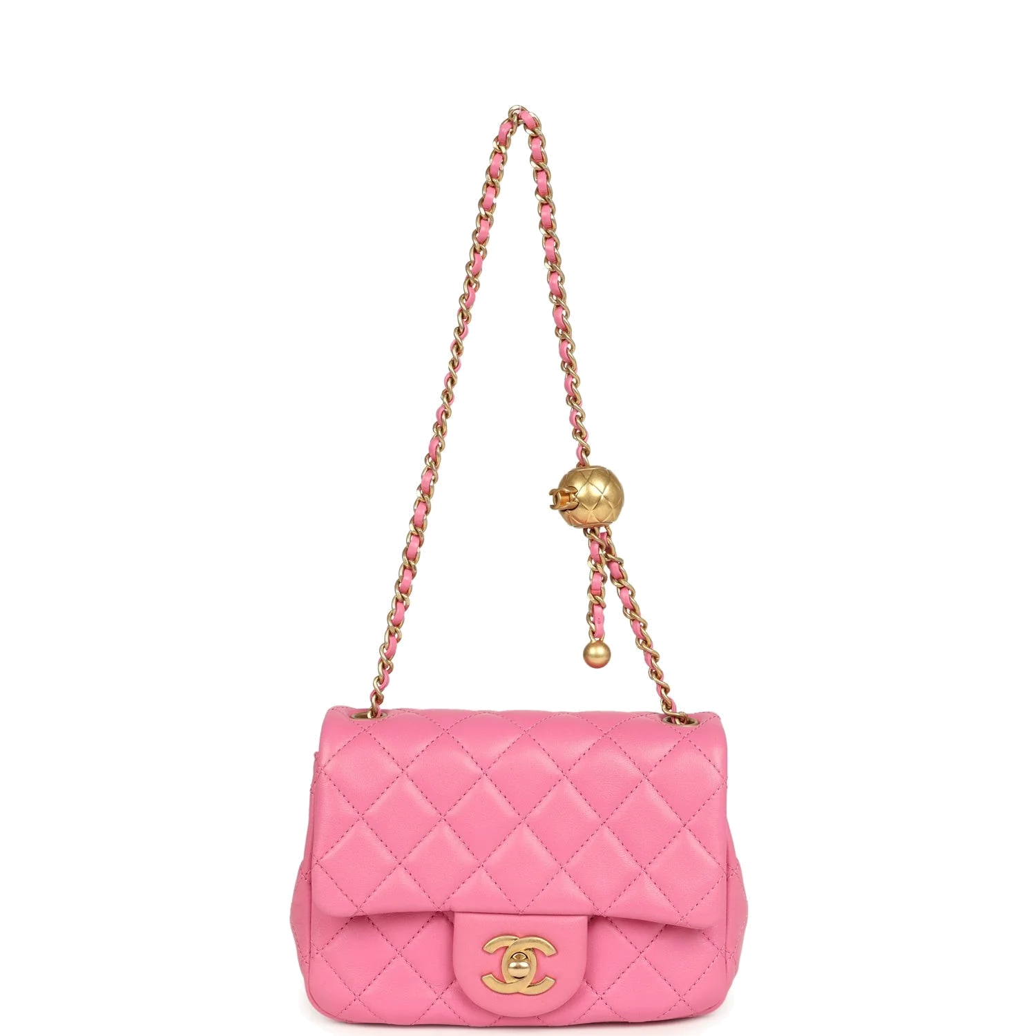 Chanel Mini Pearl Crush Square Flap Bag Pink Lambskin — фото 8