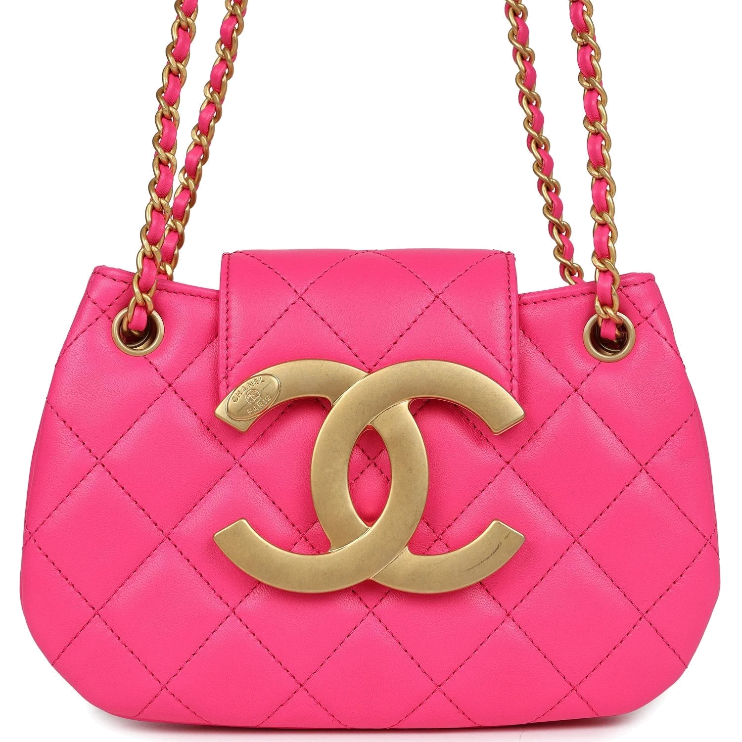 Chanel CC Mini Shoulder Bag Fuchsia Lambskin — фото 2