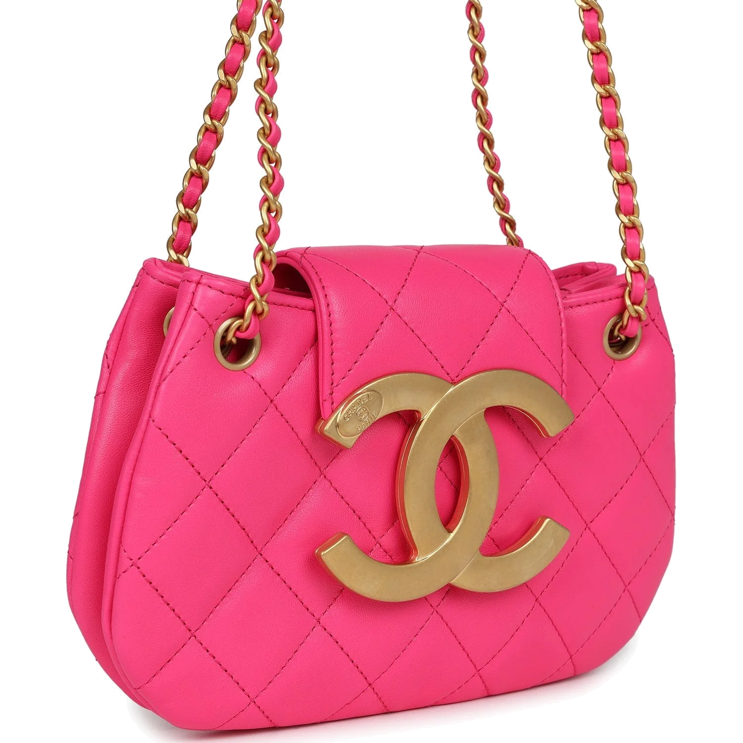 Chanel CC Mini Shoulder Bag Fuchsia Lambskin — фото 3