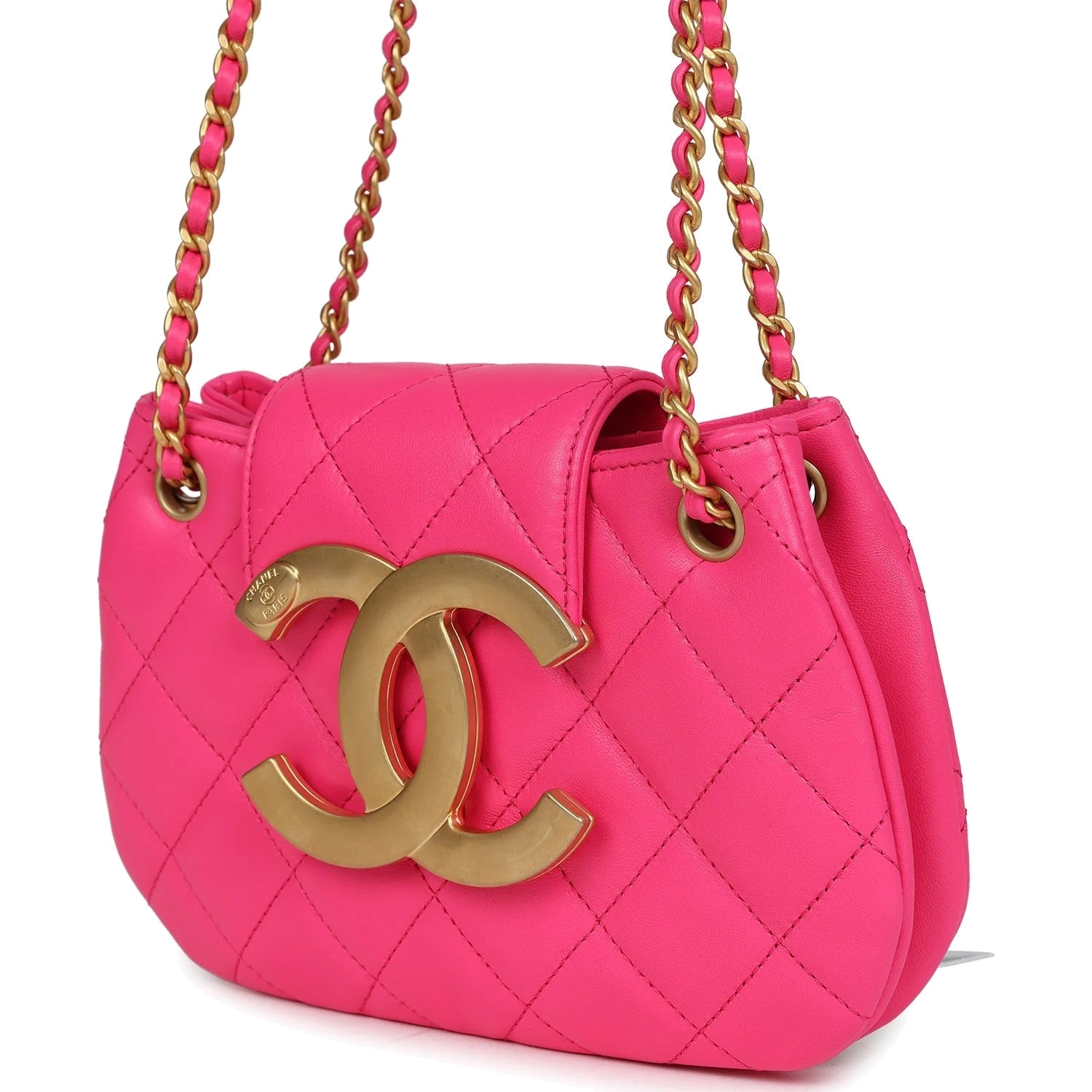 Chanel CC Mini Shoulder Bag Fuchsia Lambskin — фото 6