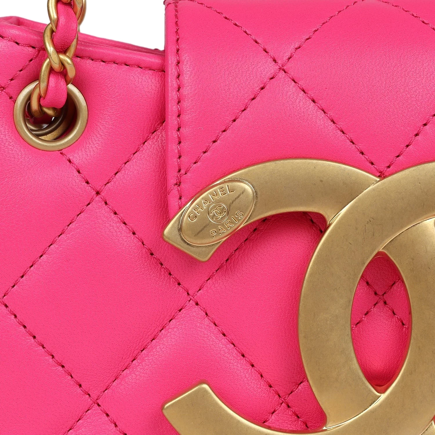 Chanel CC Mini Shoulder Bag Fuchsia Lambskin — фото 7