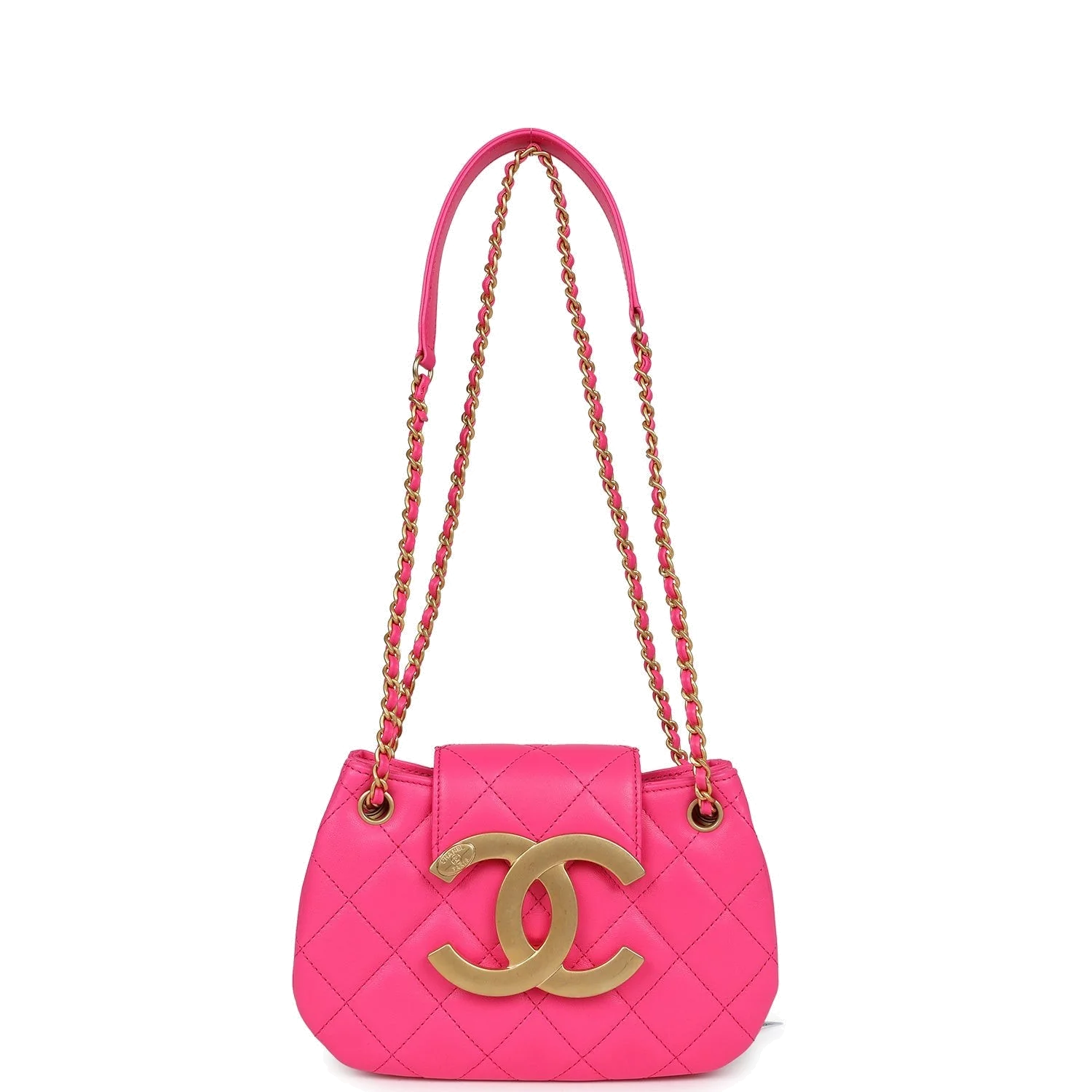 Chanel CC Mini Shoulder Bag Fuchsia Lambskin — фото 8