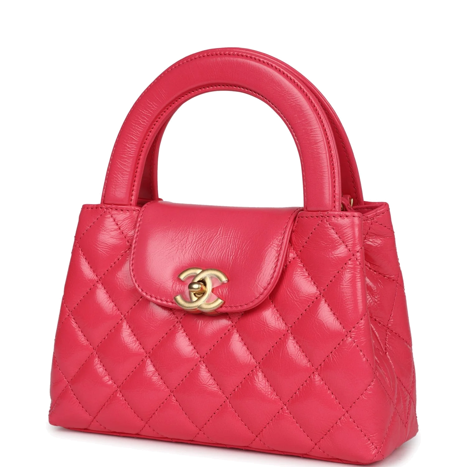 Chanel Small Kelly Shopper Dark Pink Shiny Aged Calfskin — фото 6
