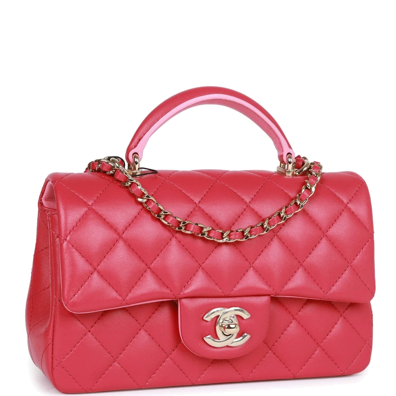Chanel Mini Rectangular Flap with Top Handle Pink Lambskin — фото 3