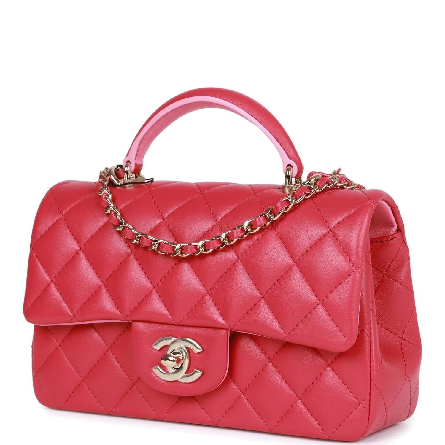 Chanel Mini Rectangular Flap with Top Handle Pink Lambskin — фото 4