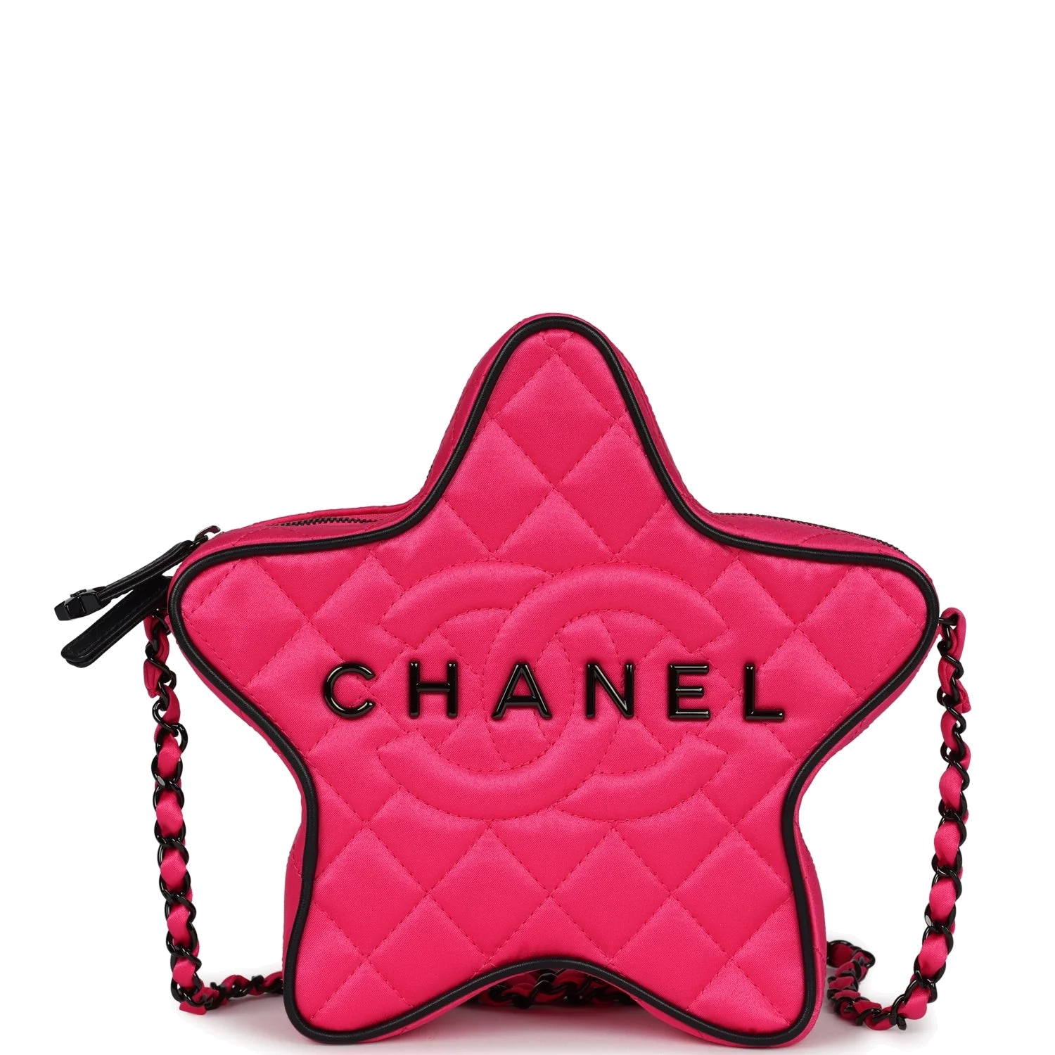 Chanel CC Star Bag Fuchsia and Black Satin — фото 2