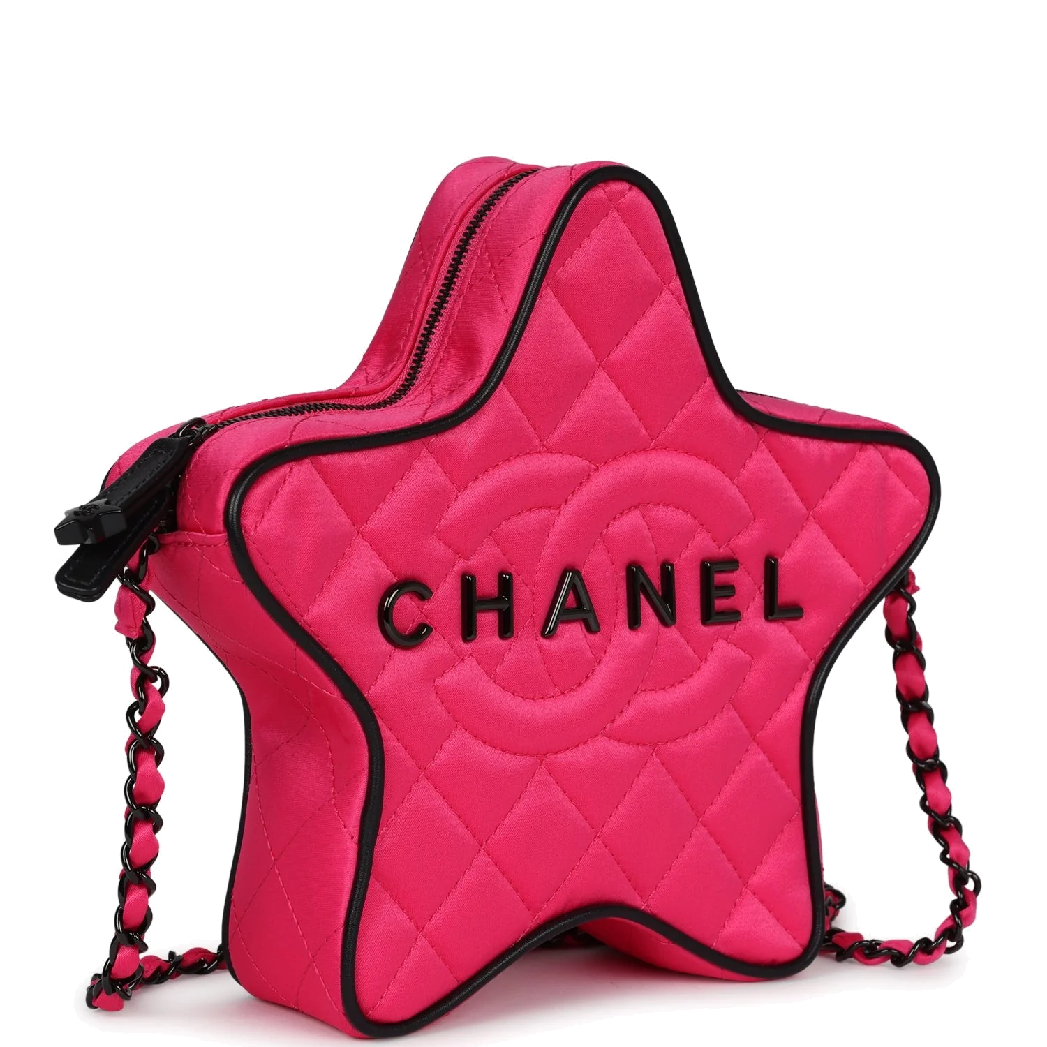 Chanel CC Star Bag Fuchsia and Black Satin — фото 3