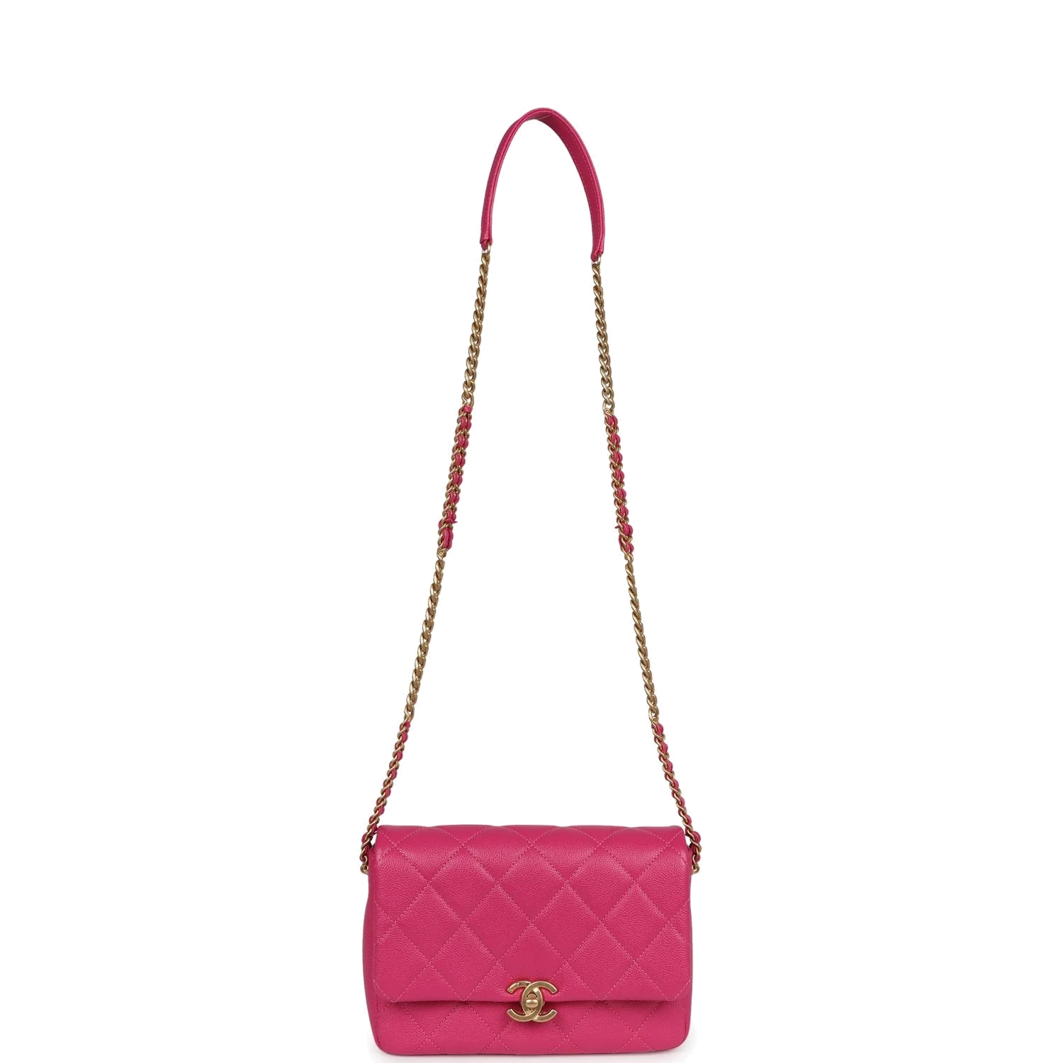 Chanel Small Melody Flap Bag Dark Pink Caviar — фото 8