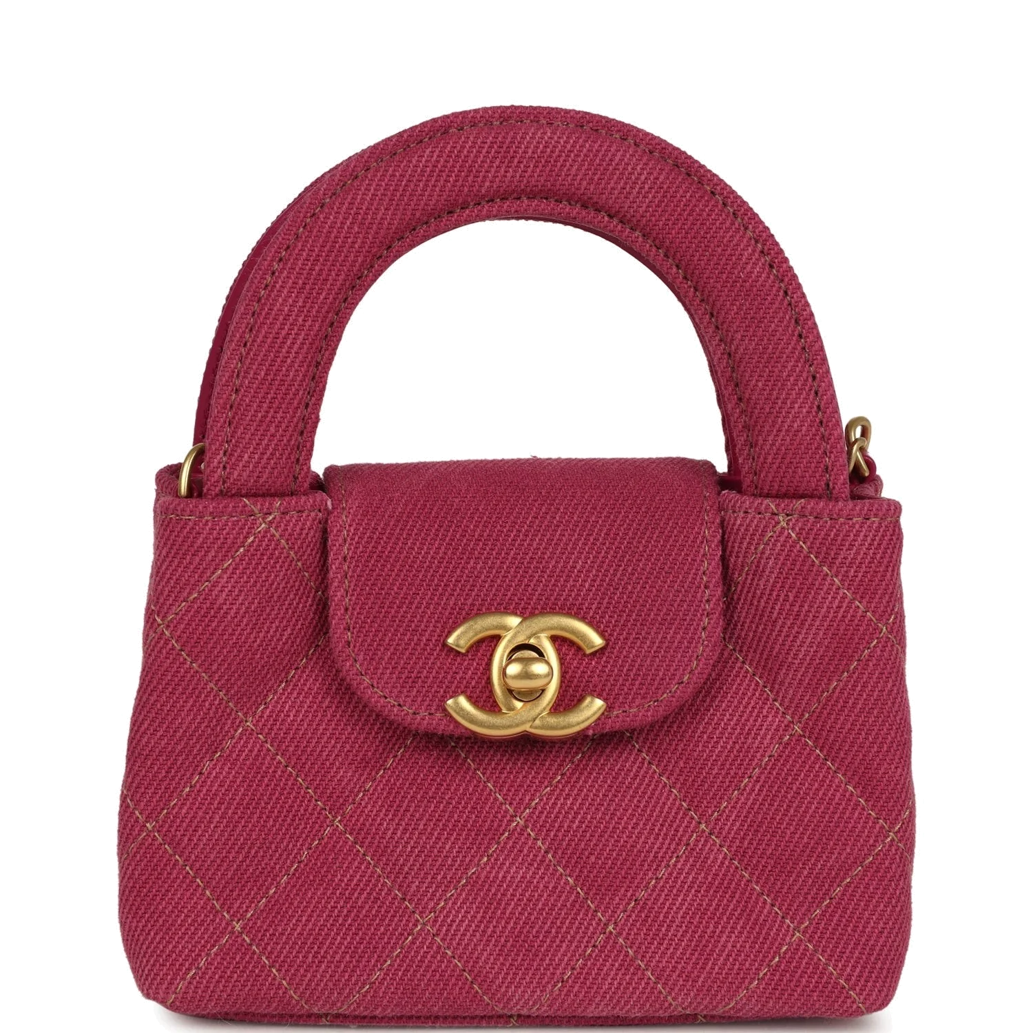 Chanel Nano Kelly Shopper Fuchsia Washed Denim