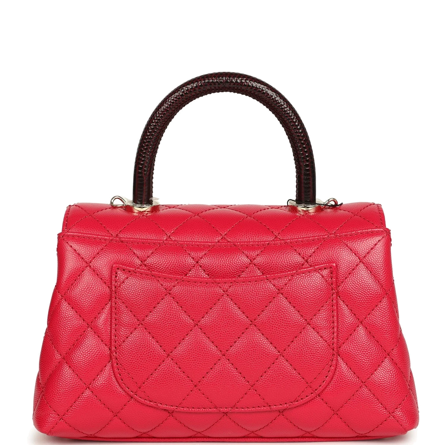 Chanel Mini Coco Top Handle Flap Bag Dark Red Shiny Caviar and Burgundy Lizard — фото 5