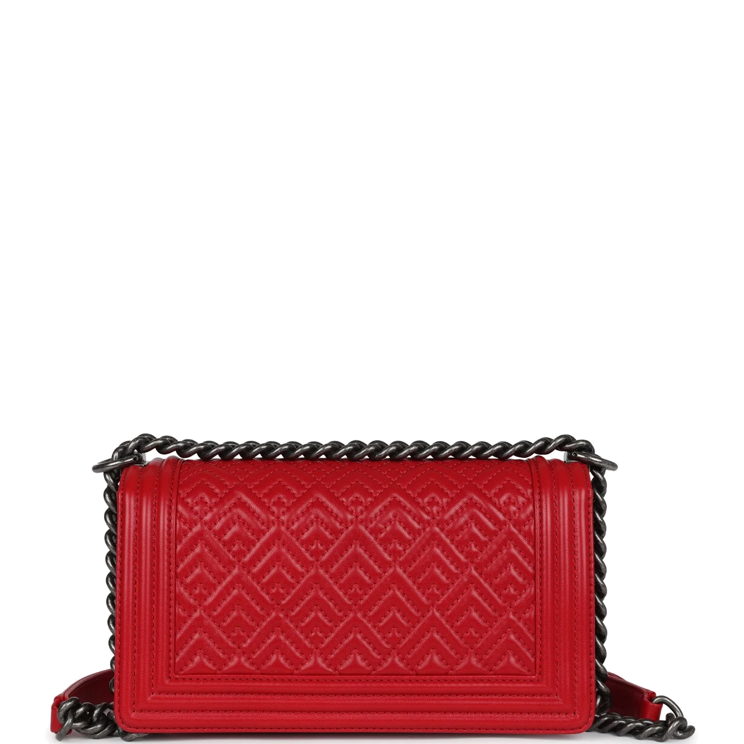 Chanel Old Medium Boy Bag Red Lambskin — фото 5