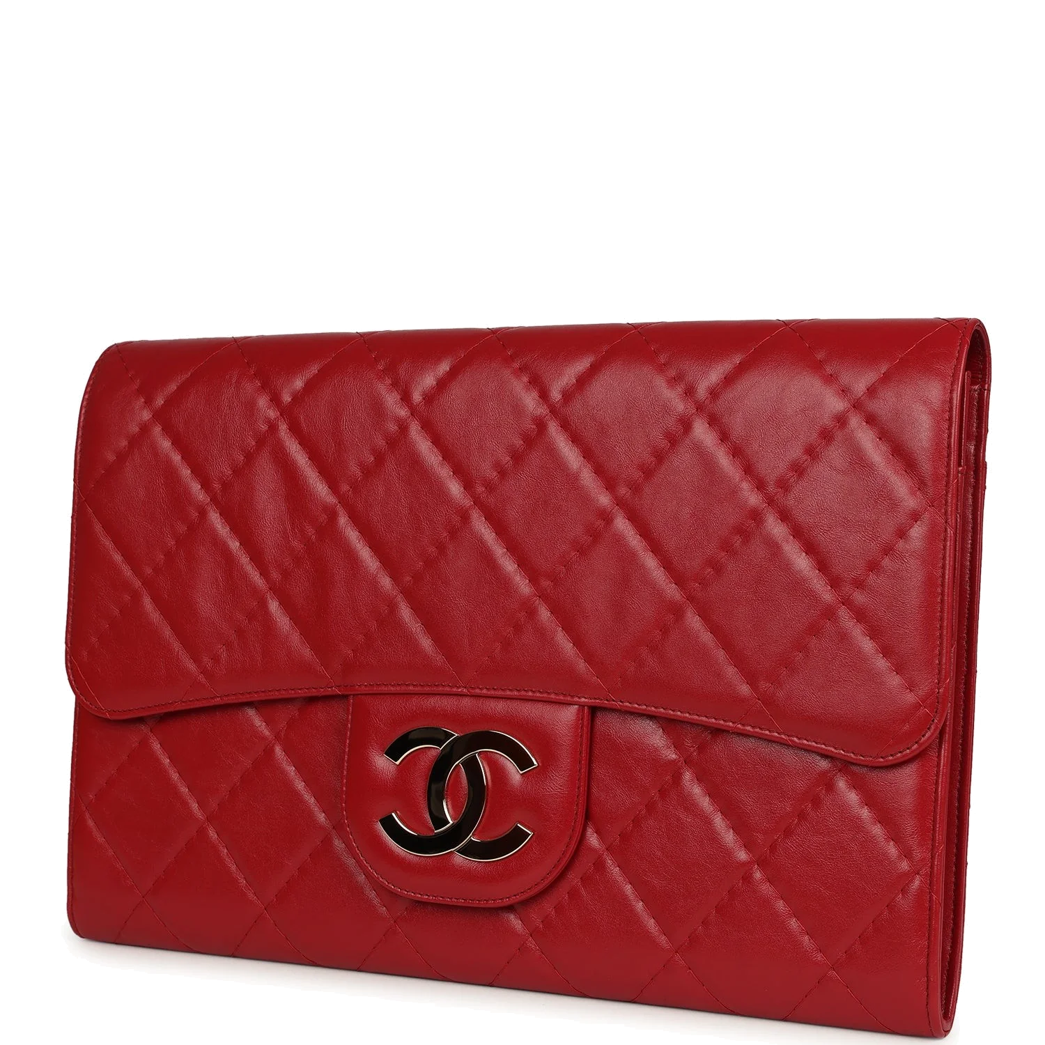 Chanel XXL CC Clutch Red Shiny Crumpled Calfskin — фото 6