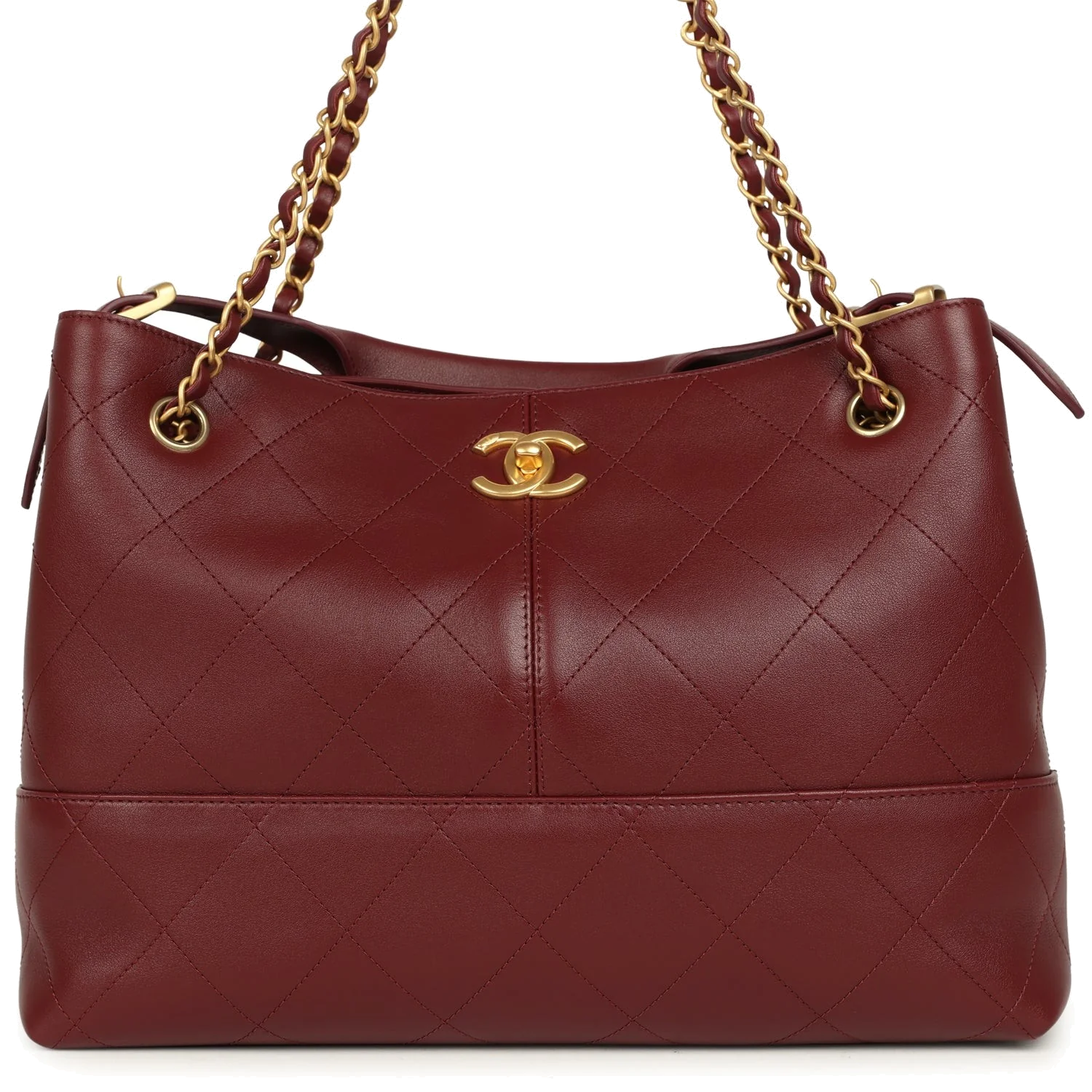 Chanel Small Coco Hobo Bag Burgundy Calfskin