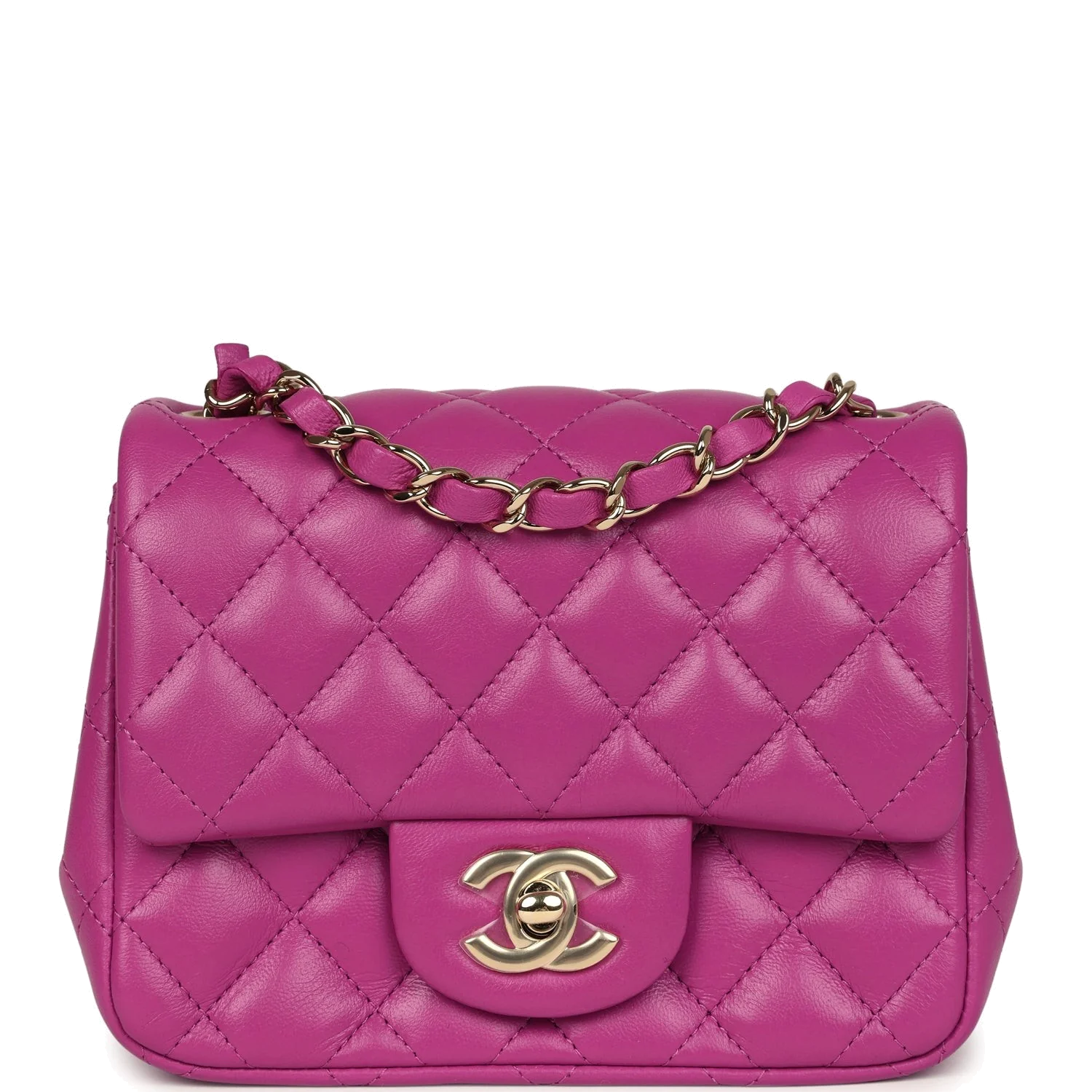 Chanel Mini Square Flap Bag Purple Lambskin