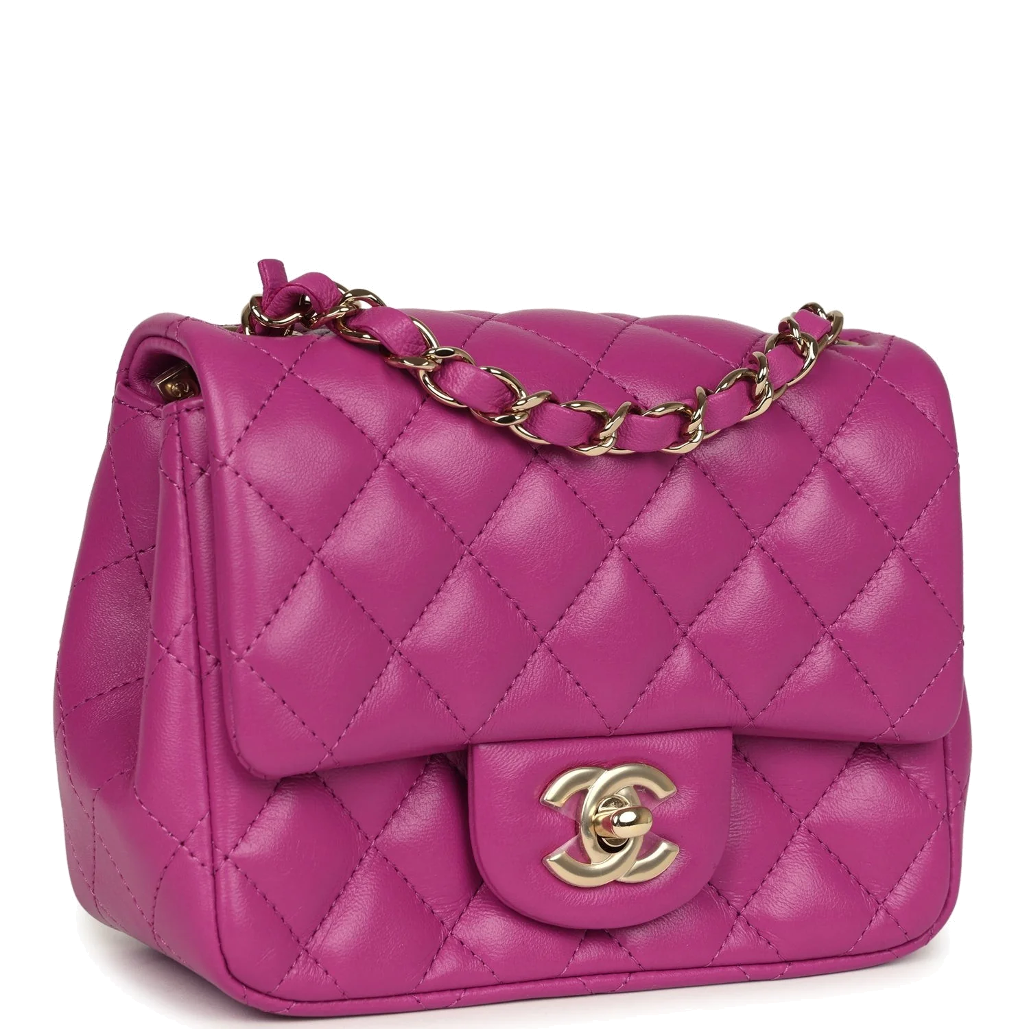 Chanel Mini Square Flap Bag Purple Lambskin — фото 3