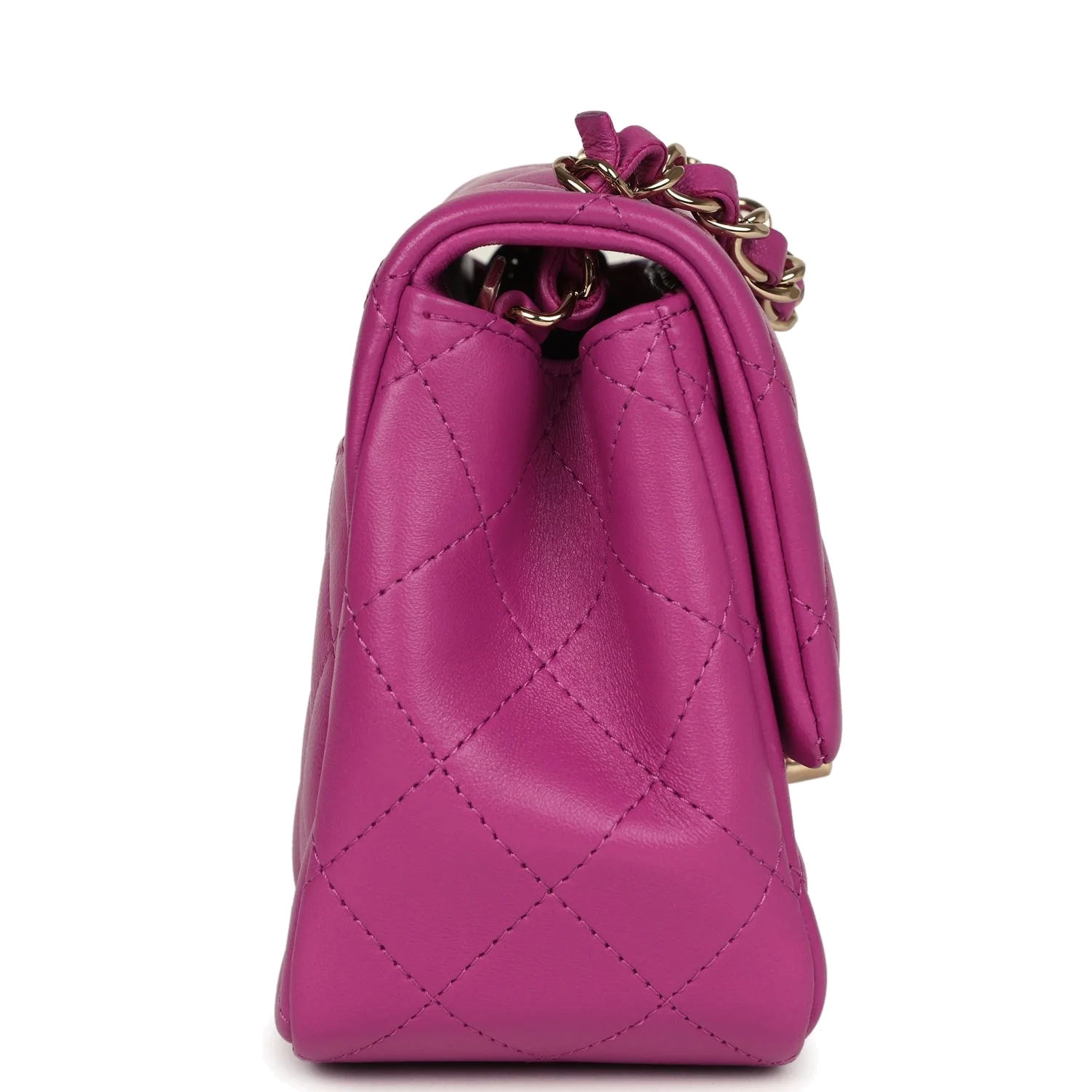 Chanel Mini Square Flap Bag Purple Lambskin — фото 4