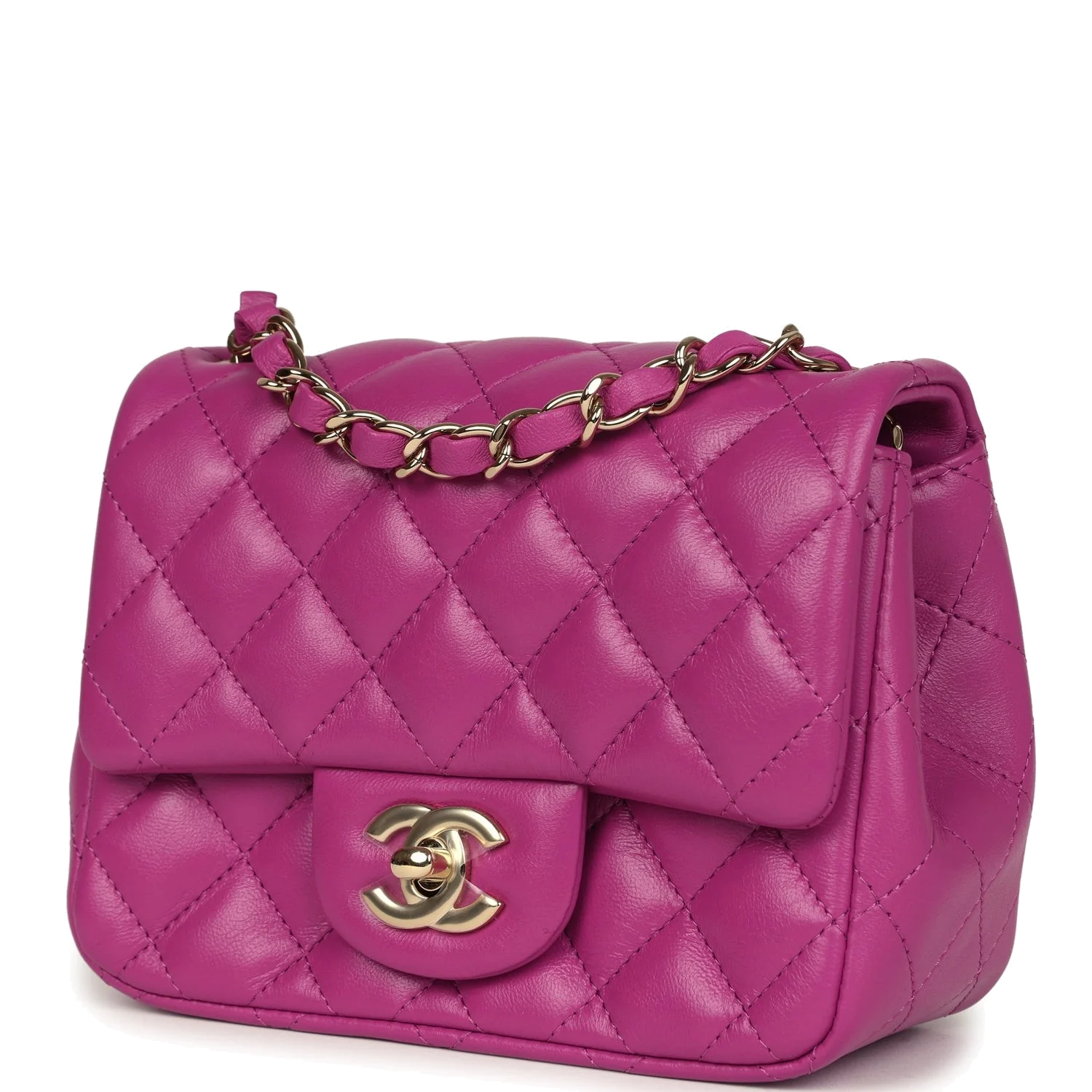 Chanel Mini Square Flap Bag Purple Lambskin — фото 6