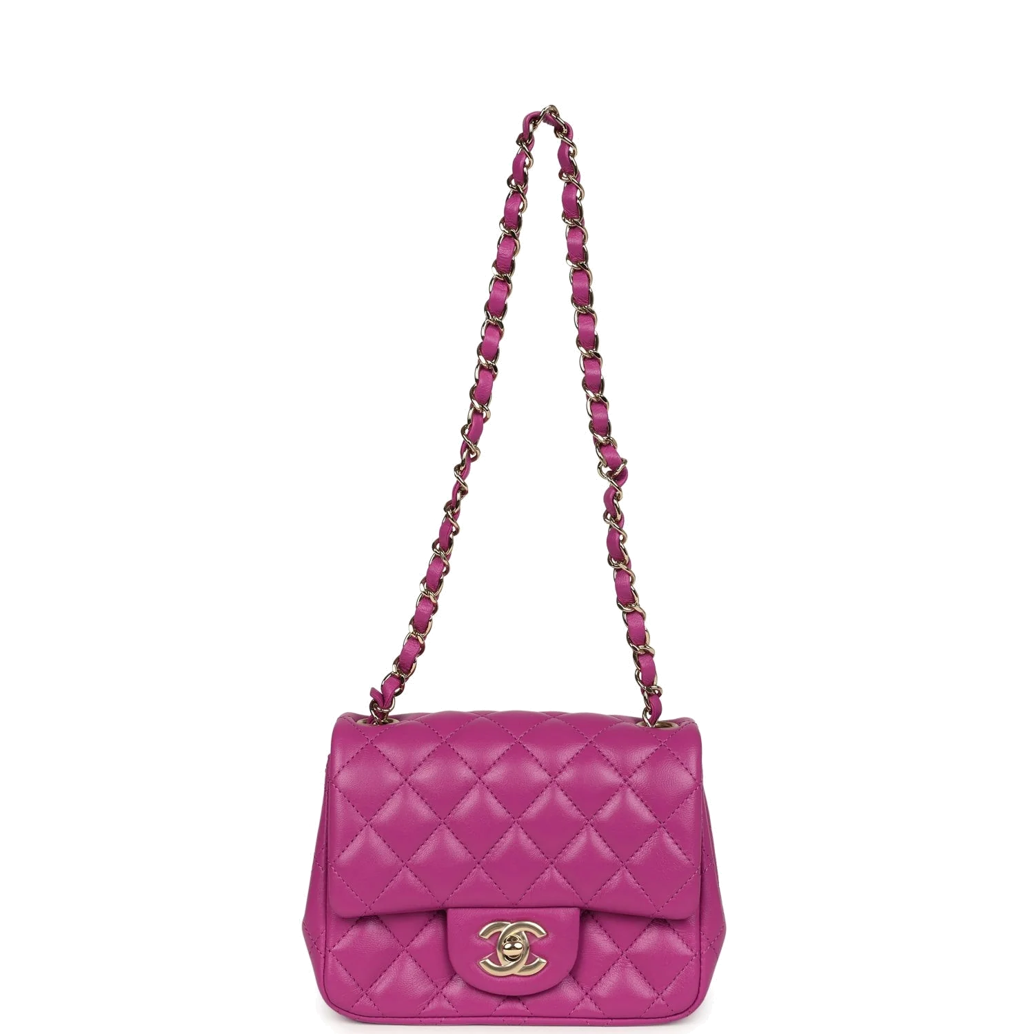 Chanel Mini Square Flap Bag Purple Lambskin — фото 8