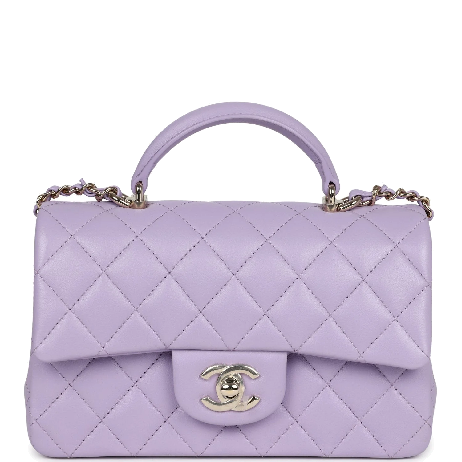 Chanel Mini Rectangular Flap Bag with Top Handle Lilac Lambskin — фото 2