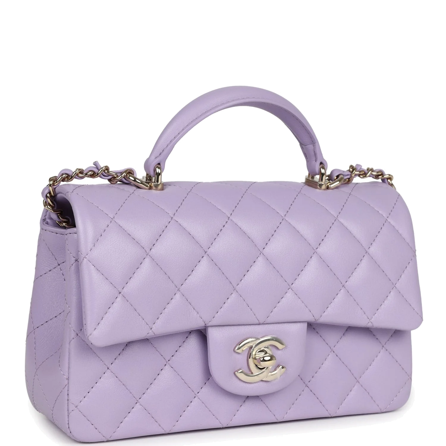 Chanel Mini Rectangular Flap Bag with Top Handle Lilac Lambskin — фото 3